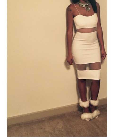 White Mesh Dress - Picture 1 of 4